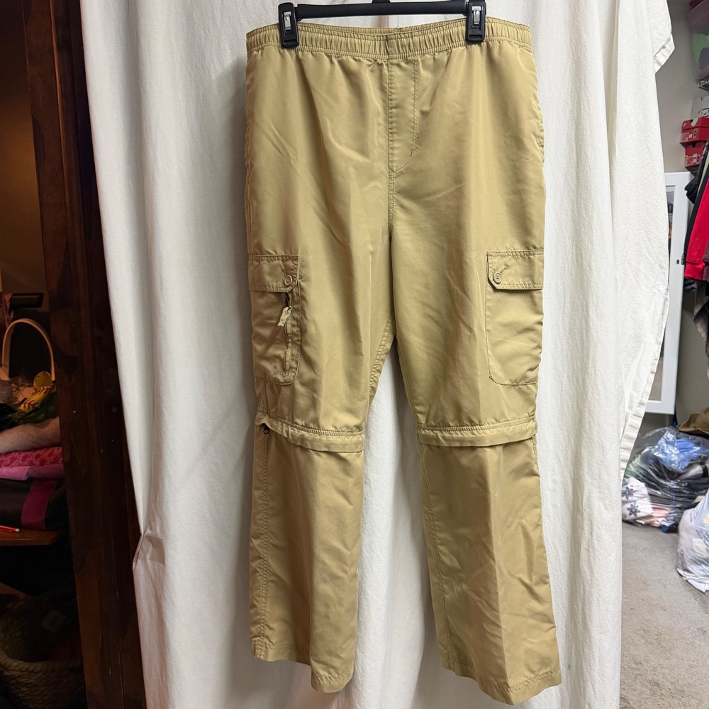 Y2K Faded Glory Originals Khaki Convertible Cargo Pants Zip Off Shorts XL 16/18